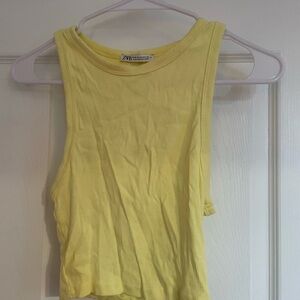 Zara Yellow Crop Tank Top Sleeveless